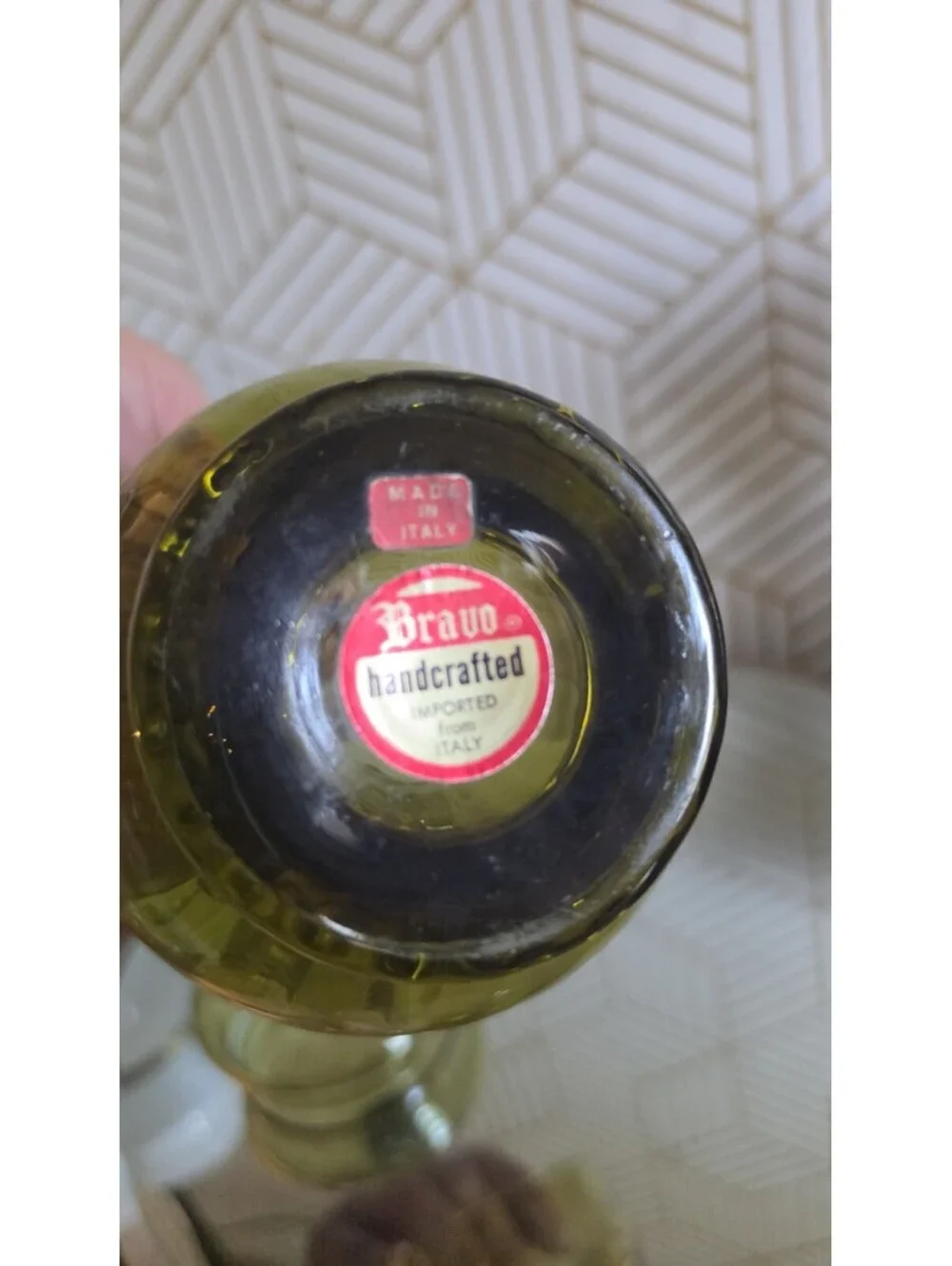 Vintage Mid-Century Bravo Handcrafted Empoli Italy Green Glass Apothecary Jar